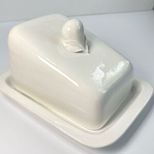 Vintage White Porcelain Farmhouse Cheese Server Keeper Majolica Pear Italy‎ Rare